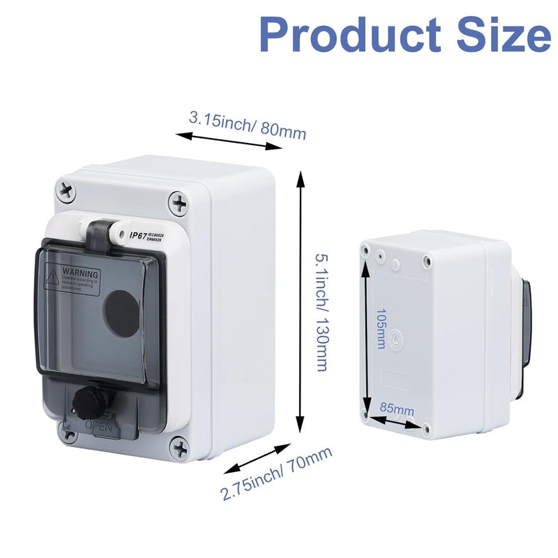 AXTHCHO Emergency Stop Button with Box, Emergency Shut Off Switch E-Stop Push Button Switches Box Waterproof for Outdoor use, IP67 660V 10A - Image 2